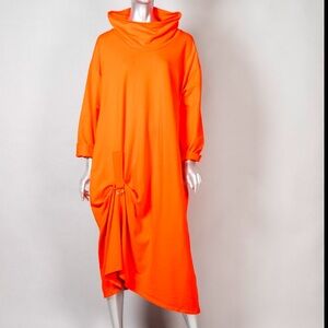 Giuseppa Collection orange avante garde midi dress